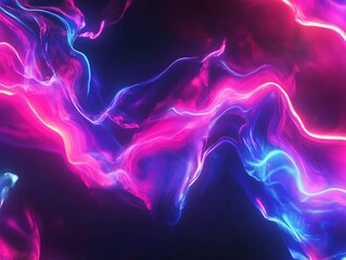Aufkleber - Dynamic neon wave patterns creating a vibrant abstract digital art experience in bright colors. Generative AI
