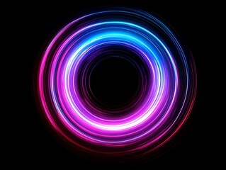 Poster - Bright circular neon patterns in vibrant colors create a mesmerizing digital art piece for modern aesthetics. Generative AI