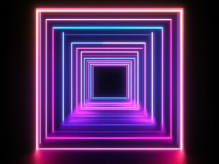 Poster - Neon light tunnel with vibrant colors and futuristic design creating an immersive digital experience. Generative AI