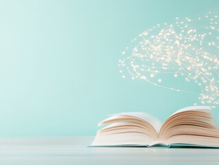 Aufkleber - Dreamlike Open Book with Surreal Light Trails and Pastel Background