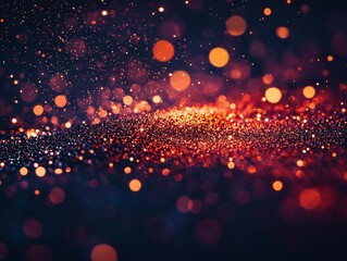 Poster - Shimmering particles create a mesmerizing display of light and color against a dark backdrop. Generative AI