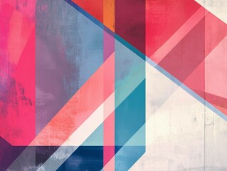 Aufkleber - Geometric abstraction with vibrant colors and dynamic shapes in a modern artistic composition. Generative AI