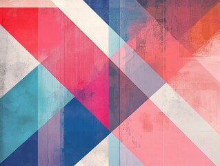 Poster - Colorful geometric patterns with bold shapes and vibrant hues in a modern design showcasing intersecting lines. Generative AI