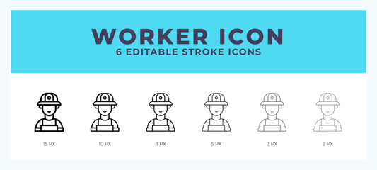 Aufkleber - Worker line icon. For web. And mobile app. Vector illustration.