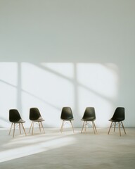 Poster - Minimalist Seating Arrangement in Soft Natural Light for Community Gatherings