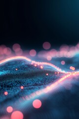 Fototapete - Futuristic Digital Landscape with Glowing Pathways and Abstract Geographical Features