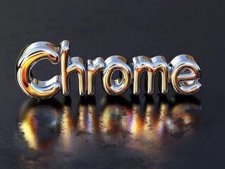 Poster - Sleek Metallic Chrome Text on Black Surface with Subtle Reflections