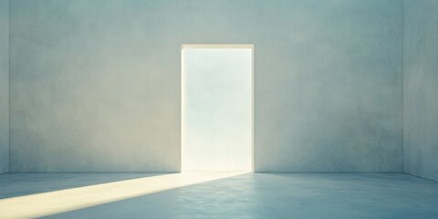 Aufkleber - Tranquil Light Through Minimalist Open Door in Art Gallery