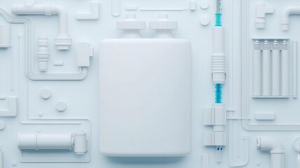 Wall Mural - Minimalist schematic of a spectrophotometer, clean layout, detailed and precise engineering rendering