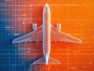 Poster - Minimalist crosssection of an aerospace control system, clean and futuristic blueprint tones