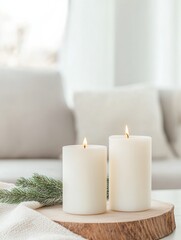Aufkleber - Warm Candlelit Living Room Ambiance for Candle Day, Christmas, and Thanksgiving