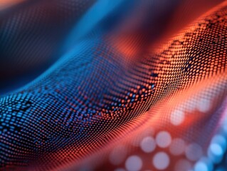 Wall Mural - Abstract Blue Orange Dotted Pattern Digital Wave Texture