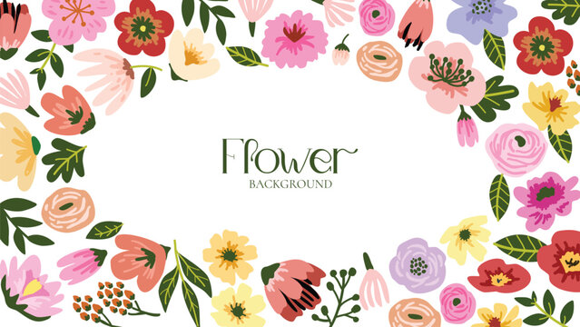 Flower and leaves background, Botanical background design vector decorative graphic design illustration for your design	