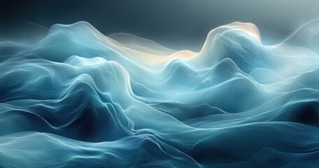 Poster - Teal Black Abstract Gradient Background with Soft Illumination and Dreamy Atmosphere