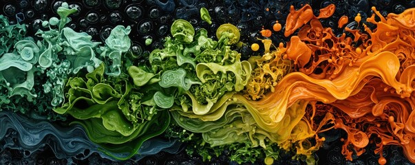 Poster - Dynamic color splash action abstract art digital composition vibrant environment close-up view creative expression for artists