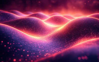 Poster - Futuristic Abstract Landscape with Neon Curves and Soft Light