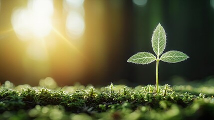 Poster - A young green sprout emerges from the ground, symbolizing growth and renewal in nature.