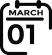 © MDneamul - March 1 on calendar icon vector. Calendar vector icon. Deadline. Date.