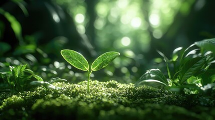 Poster - A new plant sprout emerging from fertile soil, symbolizing growth and renewal in nature.