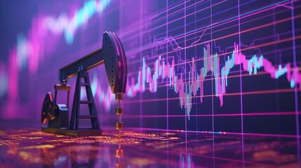 Poster - Oil petroleum concept. Oil extraction concept with modern technology and financial growth visualization.