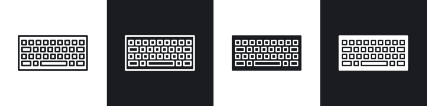 Keyboard icons pack in black and white filled and outlined versions.