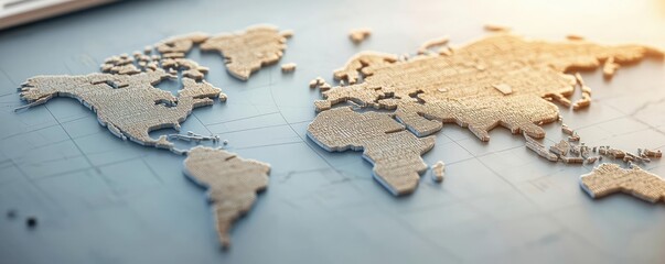 Aufkleber - Map atlas idea. Stylish world map illustration showcasing continents and oceans in detail.