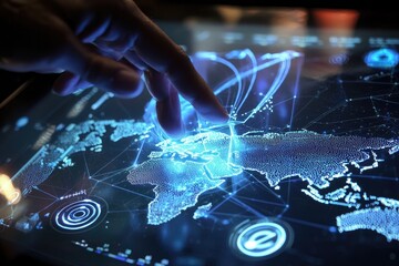 Poster - Finger Interacting with a Holographic Global Network Map on a Tablet