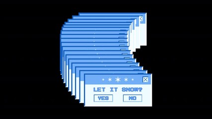 Aufkleber - Animated retro computer window with the inscription let it snow with ice effect. Alpha channel