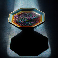 Poster - A beautifully crafted Artistic Octagonal Plate featuring an Intricate Design with Reflection