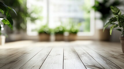Poster - Bokeh Blurred Interior with Potted Plants and Natural Light in a Cozy Setting