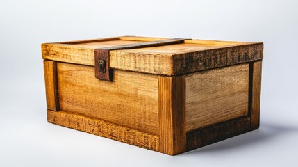 Poster - Rustic brown wooden box for storage and packaging with a vintage design, ideal for home decor or craft projects.