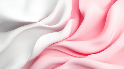 Poster - Elegant white and pink fabric background with soft folds for stylish presentations and design elements