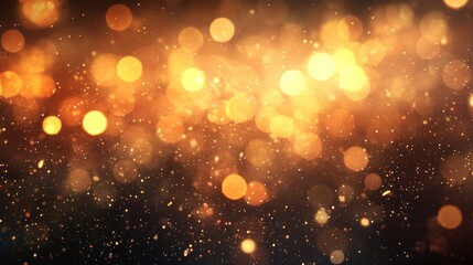 Poster - Bokeh effect with blurred golden lights creating an artistic background for creative design or festive themes