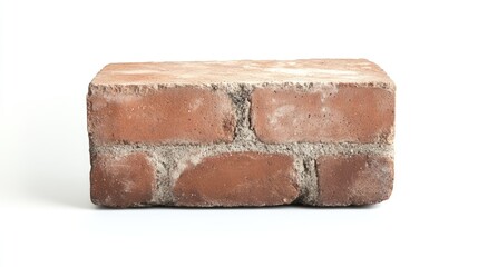 Poster - Cement brick isolated on white background showcasing texture and detail for construction and building materials illustration.
