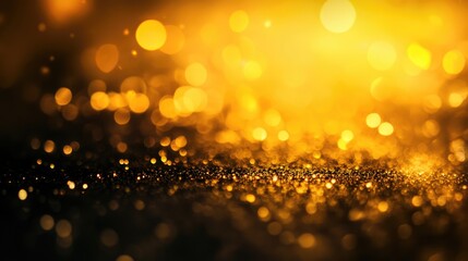 Poster - Golden bokeh lights with a vibrant shimmer effect creating a dreamy background for creative designs or festive themes