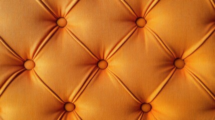 Poster - Textured orange fabric with button tufting detailed close-up suitable for upholstery or interior design backgrounds