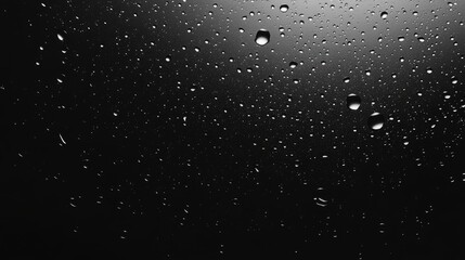 Poster - Abstract background of water droplets on glass surface in monochrome with blurred lighting effect creating a serene atmosphere