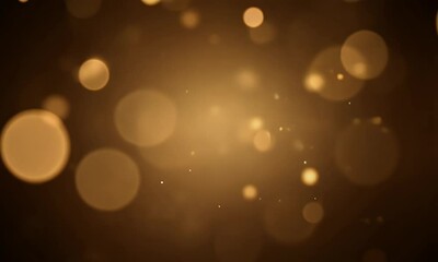 Wall Mural - blurred lights and sparkling particles animation with glowing bokeh effects in vibrant gold colors, 