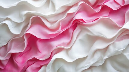 Fototapete - Textured white cloth with soft pink shades creating elegant folds and waves for a delicate and feminine background design