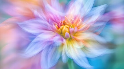 Poster - Soft focus pastel flower with vibrant colors ideal for creating a dreamy background or enhancing visual content with a tranquil atmosphere