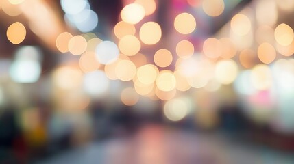 Fototapete - Abstract blurred background with bokeh lights suitable for supermarket article or advertisement design concepts and marketing visuals