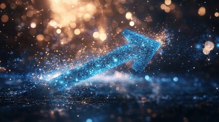 Poster - A blue arrow is shown in a blurry, starry background