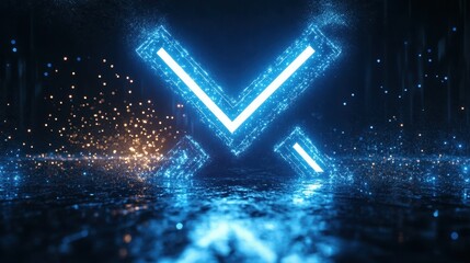 Poster - A blue and yellow X is lit up in the dark
