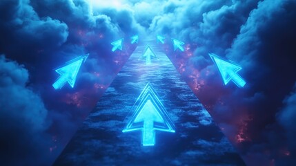 Poster - A blue sky with a path of arrows pointing to the right