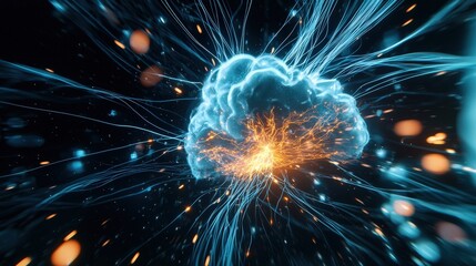 Poster - A conceptual cloud connecting AI nodes processing vast amounts of files.