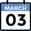 © MDneamul - March 3 on calendar icon vector. Calendar vector icon. Deadline. Date.