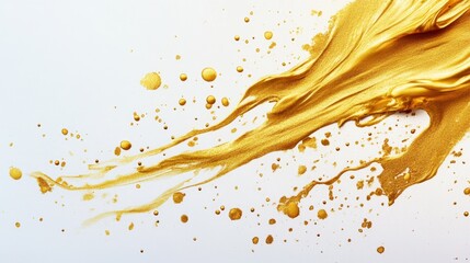 Poster - Dynamic splash of gold paint art studio abstract art bright environment close-up view creativity in motion