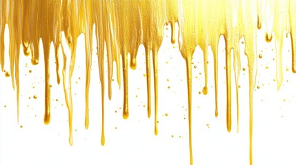 Poster - Golden paint dripping action artistic studio abstract art bright colors close-up view creative expression for visual impact