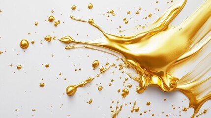 Poster - Dynamic gold paint splash art studio abstract photography bright environment close-up view visual expression for creativity