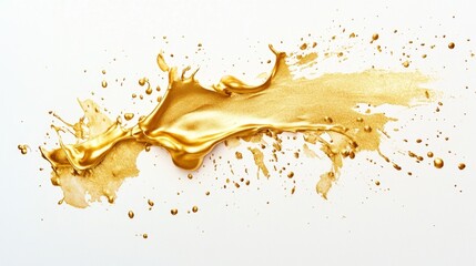 Poster - Dynamic golden liquid splash studio setting abstract art minimalist background close-up view creativity in motion